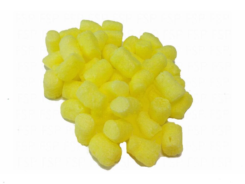 Gelbe Verpackungschips als Verpackungsmaterial (heimkompostierbar)