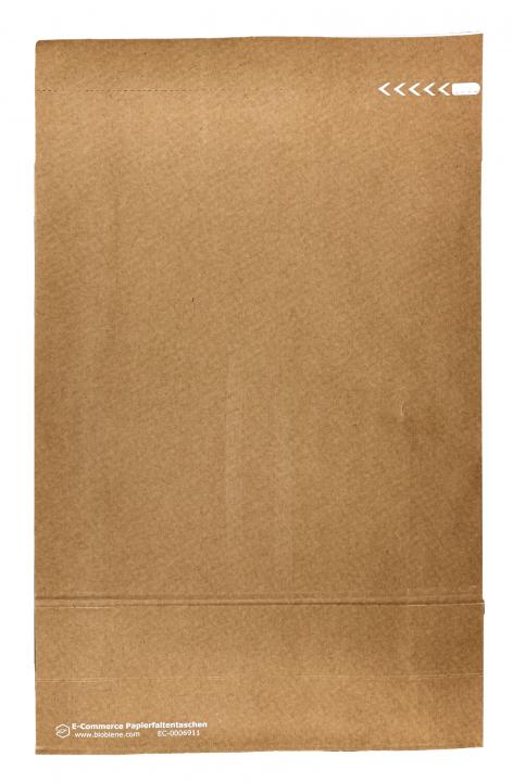 Safebag - Papierfaltentasche Vorderseite Aufreissfaden