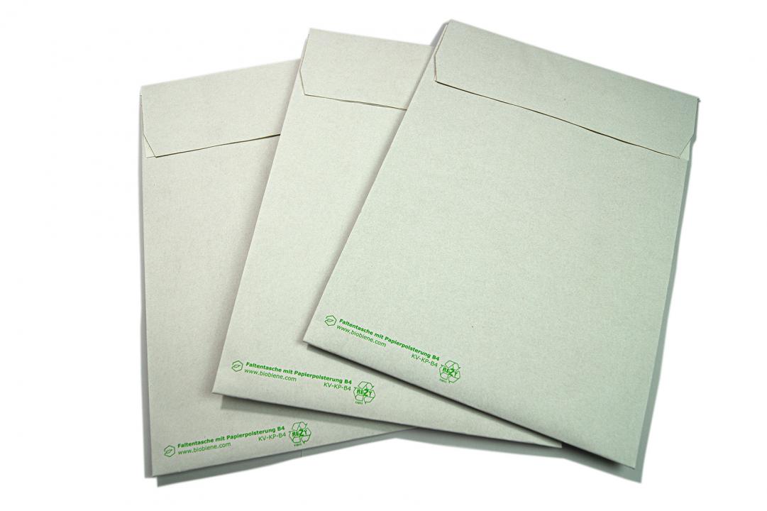 Polster Faltentasche B4 250 x 353 x 50 mm mit 100% Recycling Papierpolsterung weiß (100 Stück)