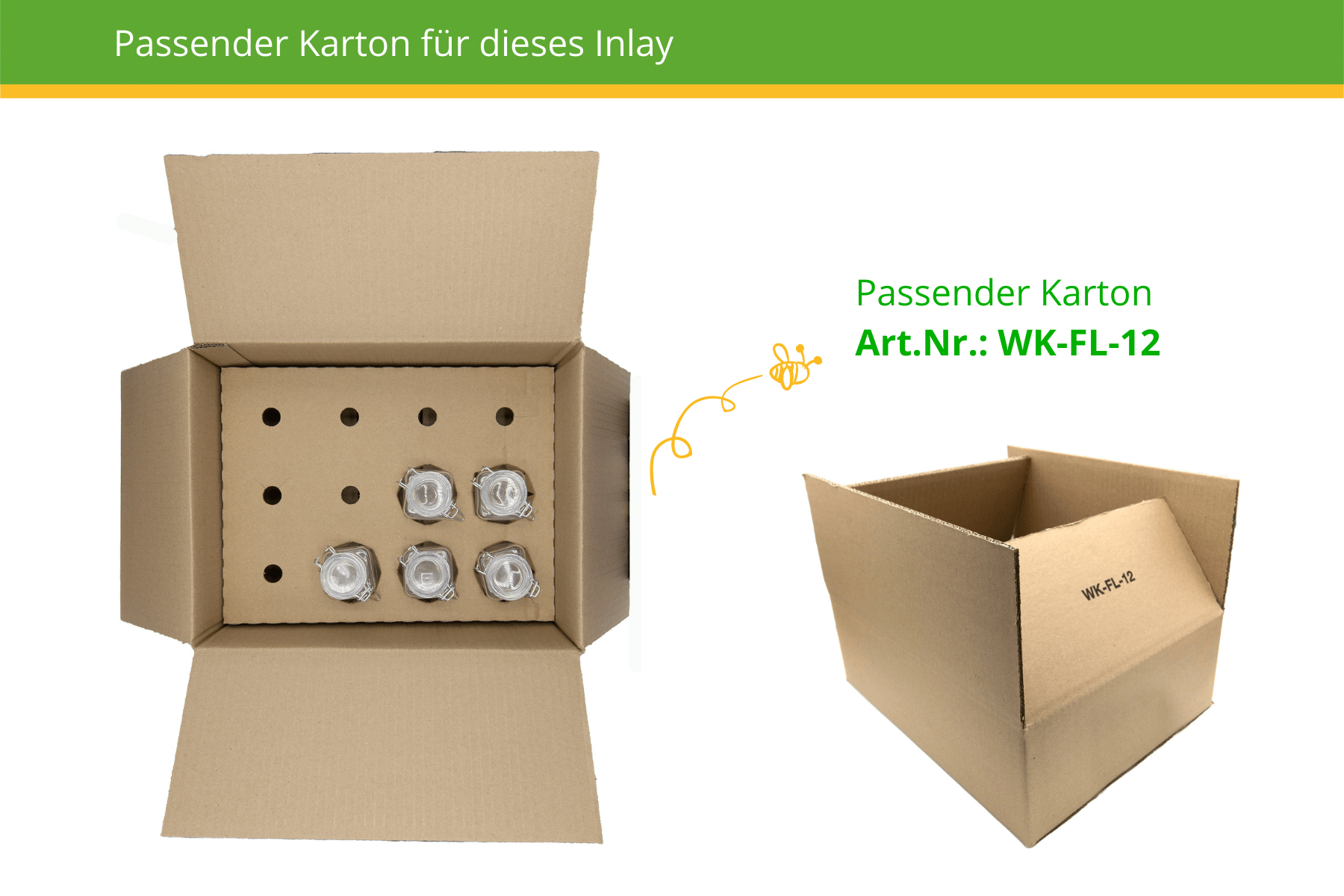 Flaschen und -Gläserkarton Gefache für 12 Gläser