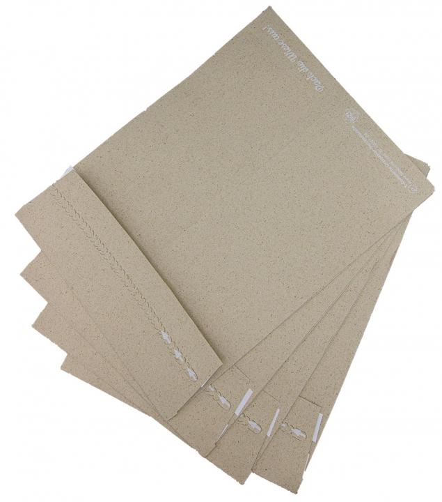 Zum Plastikfreien Verpacken: Graspapier Faltentasche DIN E4