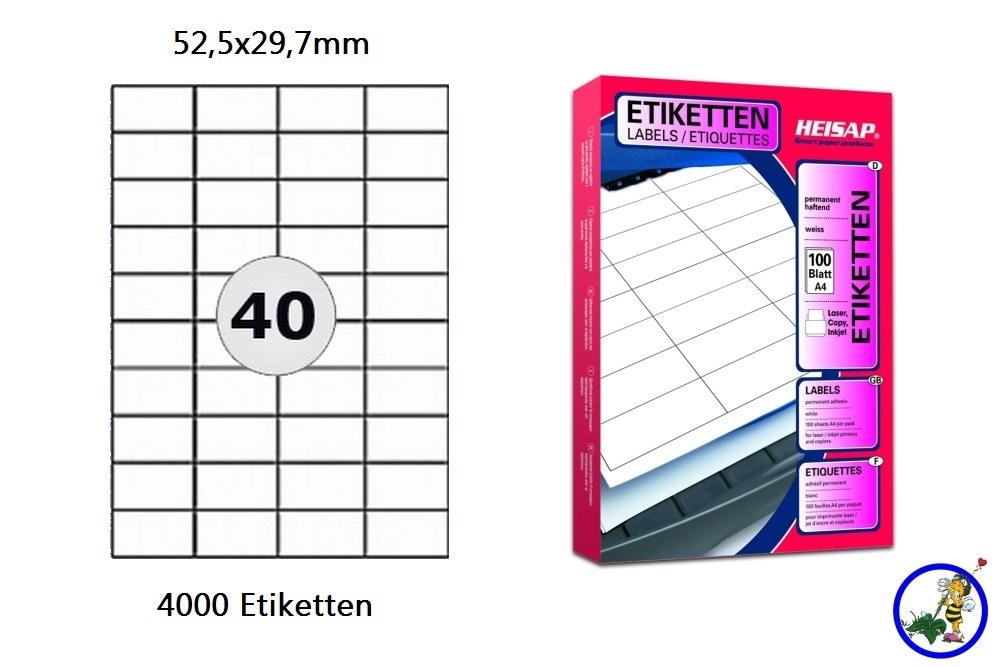 Papier-Etiketten 52,5x29,7mm  DIN A4 Druckeretiketten Label 