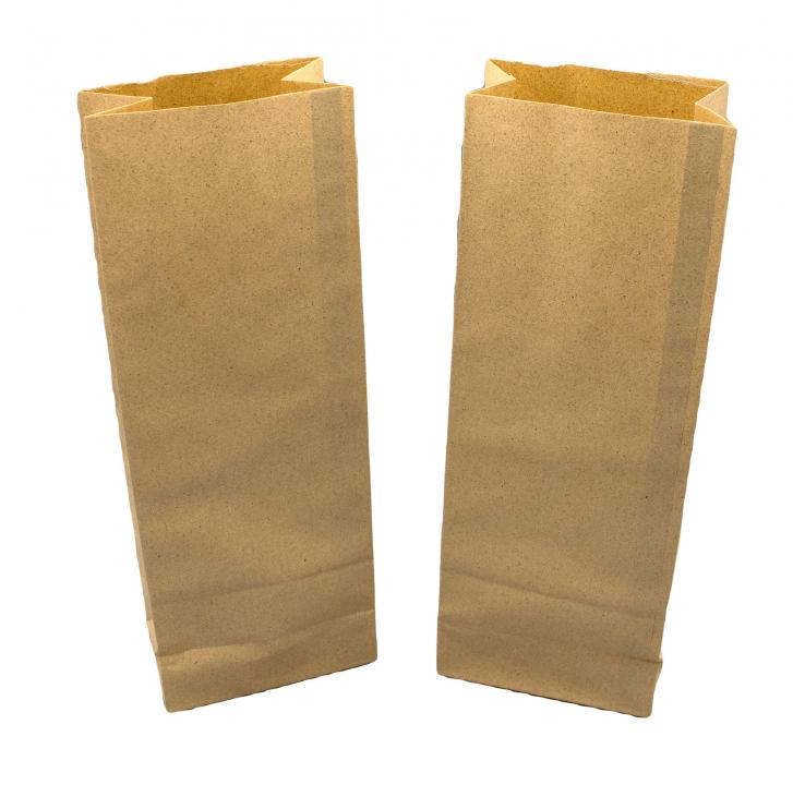 Blockbodenbeutel aus Graspapier ohne Fenster 105x65x290 mm