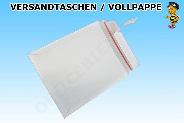 Versandtaschen aus Vollpappe 265x350mm weiss mit Selbstklebeverschluss