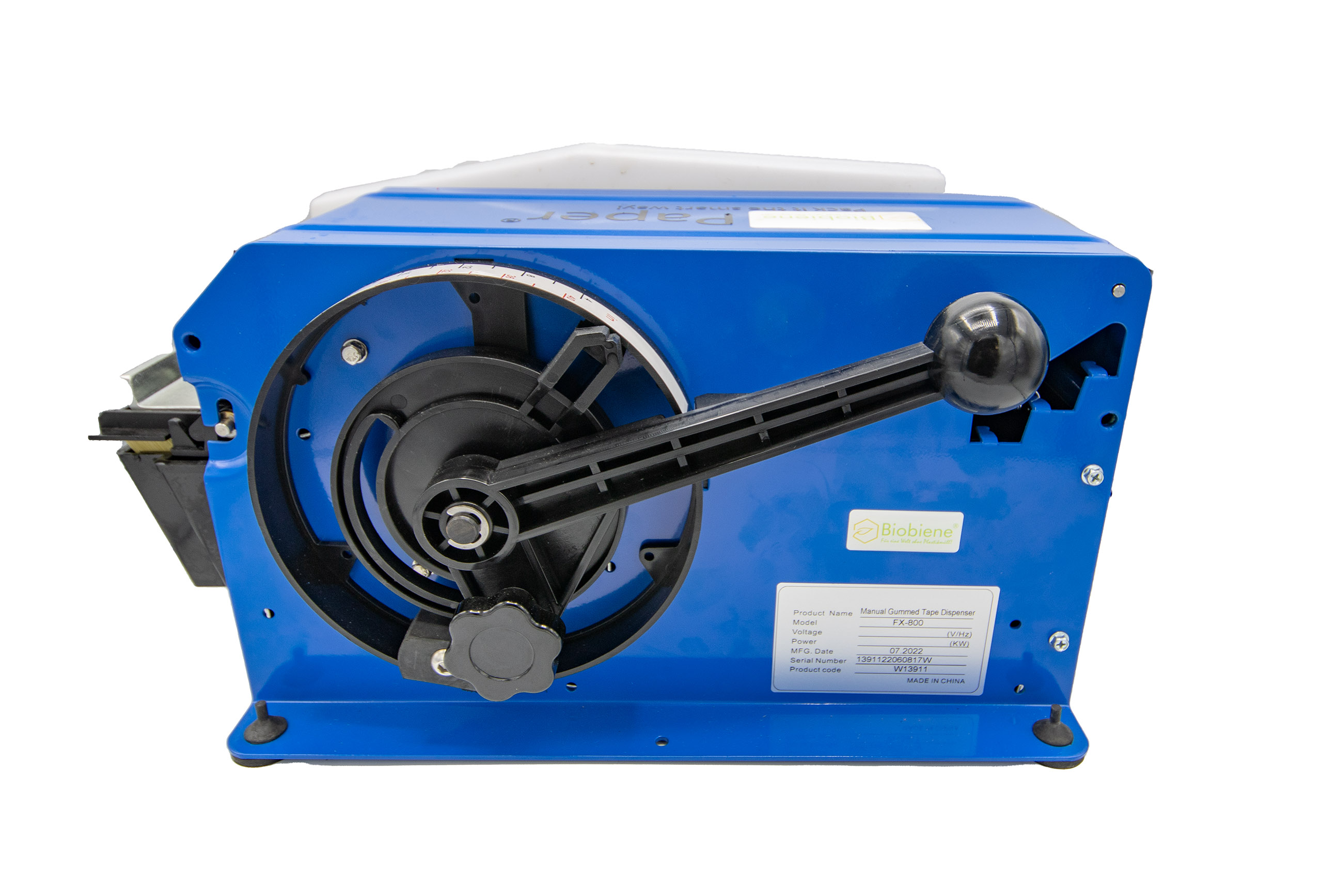 Seitliche Ansicht manueller Klebestreifengeber 