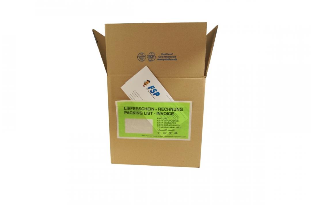 Grüne Lieferscheintaschen aus Papier DIN Lang (250 Stk.)