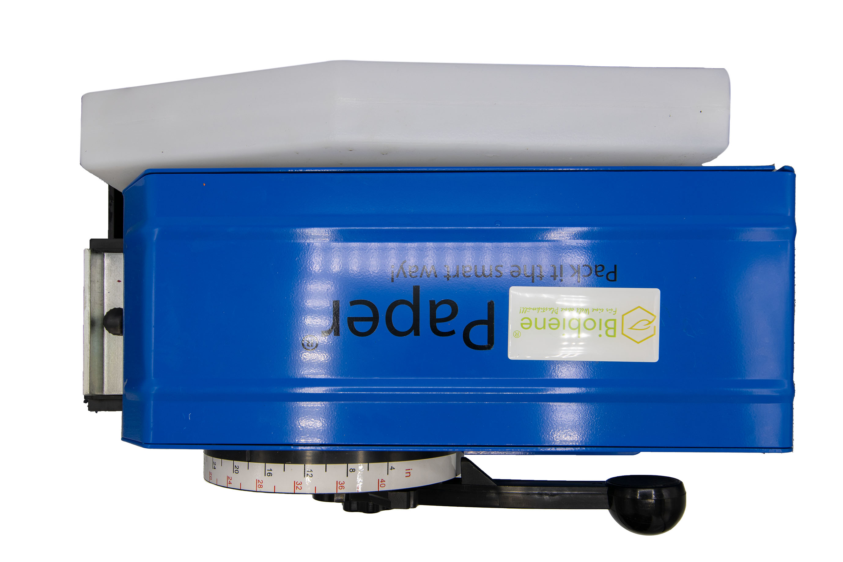 Ansicht von oben mit Hebel - manueller Klebestreifengeber für Nassklebeband