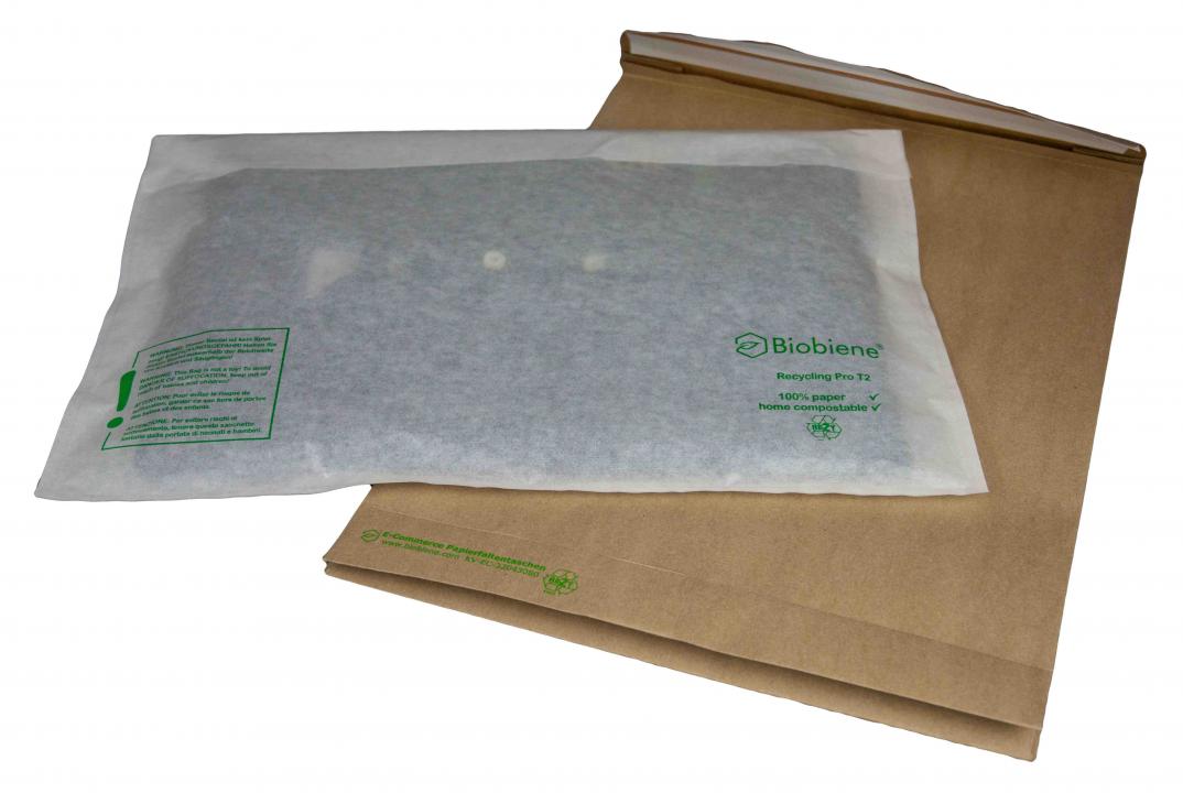 Versandverpackung für Textilien aus 100% Papier - Schutzhülle und Versandtasche für den Onlinehandel