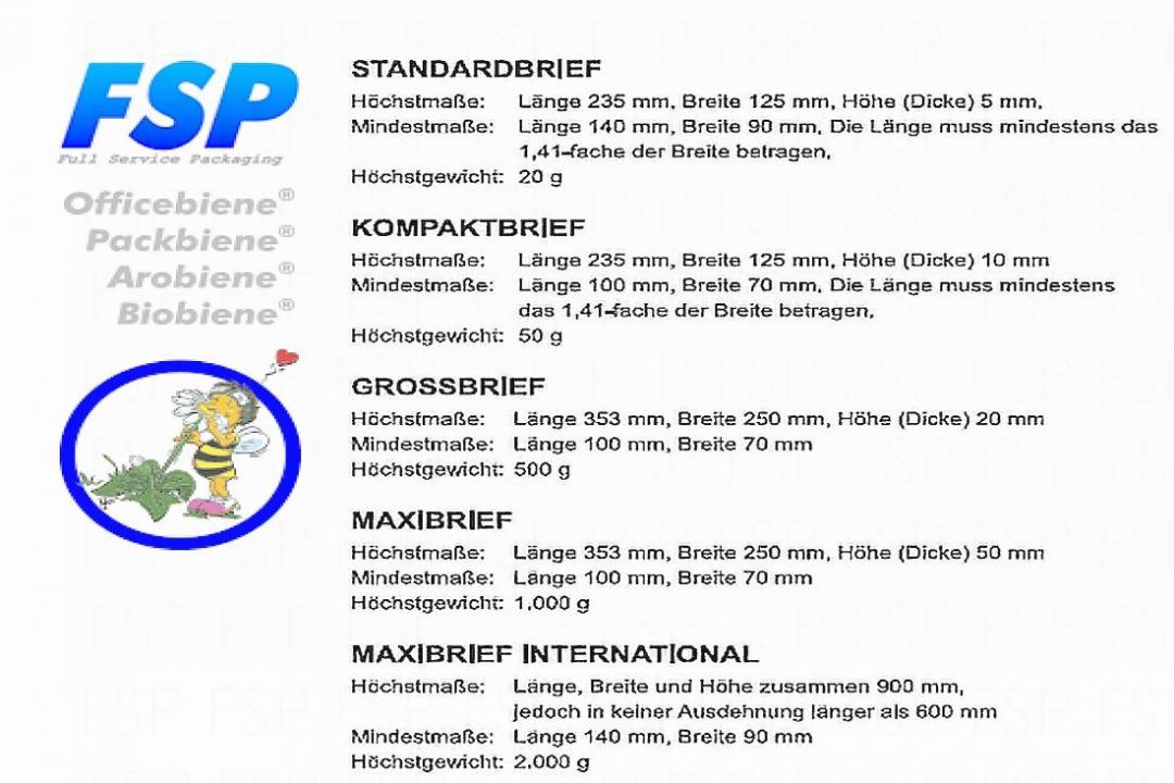 Portoklasse Maxibrief Bestimmungen Post