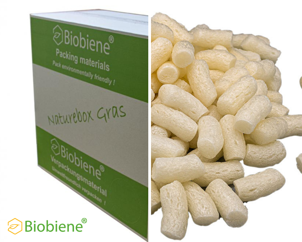 Biobiene Verpackungschips - werden in umweltfreundlicher Graskarton Umverpackung! geliefert