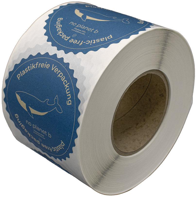 Nachhaltige "no planet b"-Aufkleber mit Walfisch