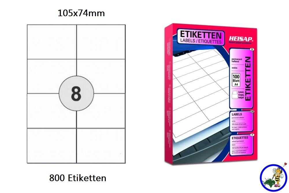 Papier-Etiketten 105x74mm DIN A4 weiß Druckeretiketten Label