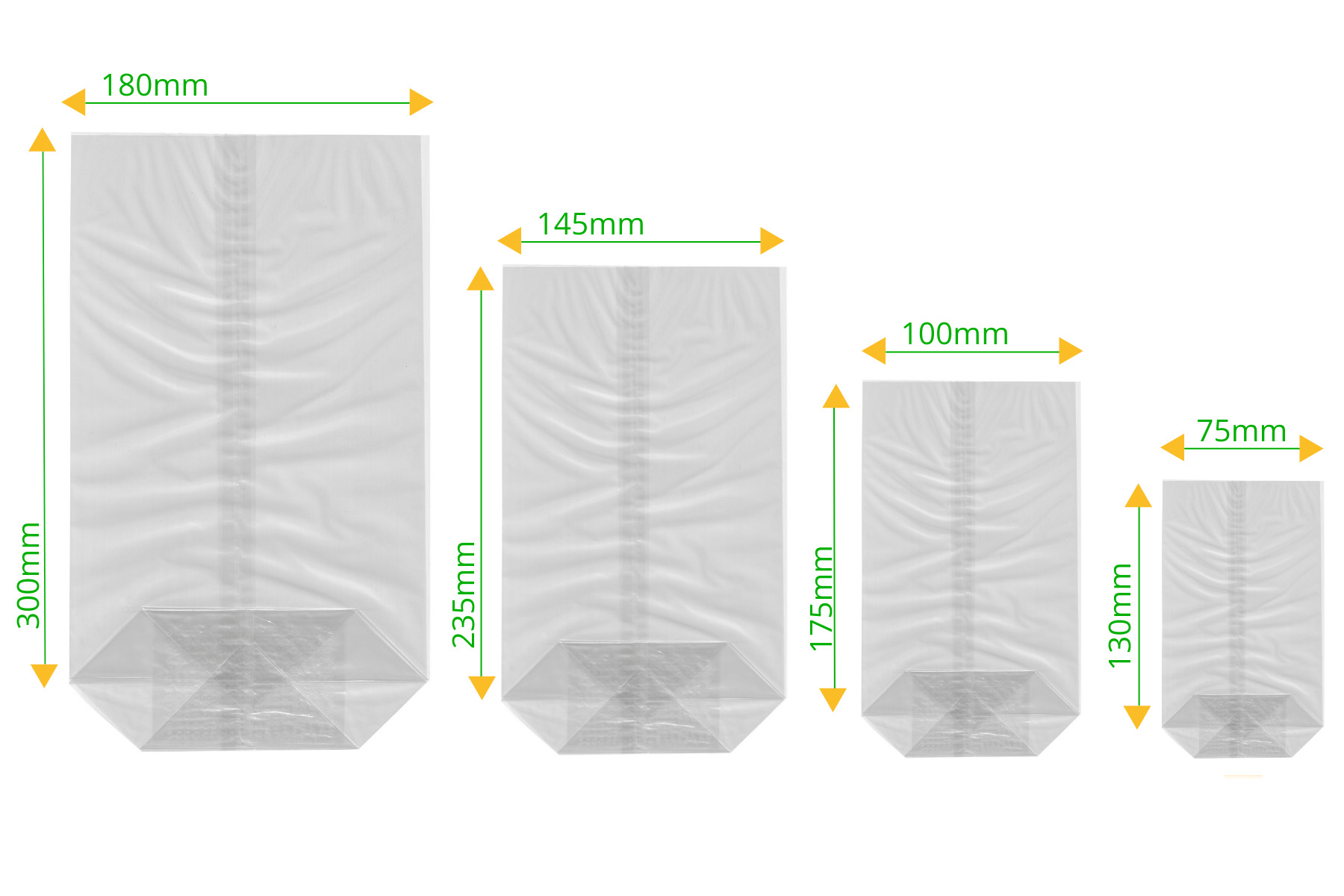 Bodenbeutel transparent 75x130 mm Natureglas® (100 Stück)