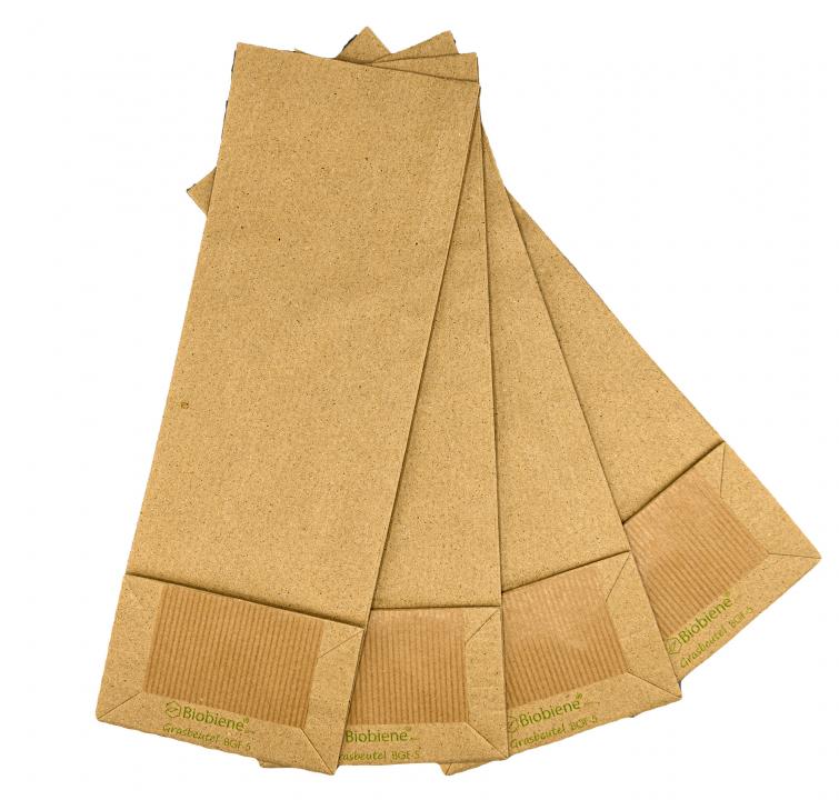 Blockbodenbeutel aus Graspapier mit Fenster 105x65x290 mm