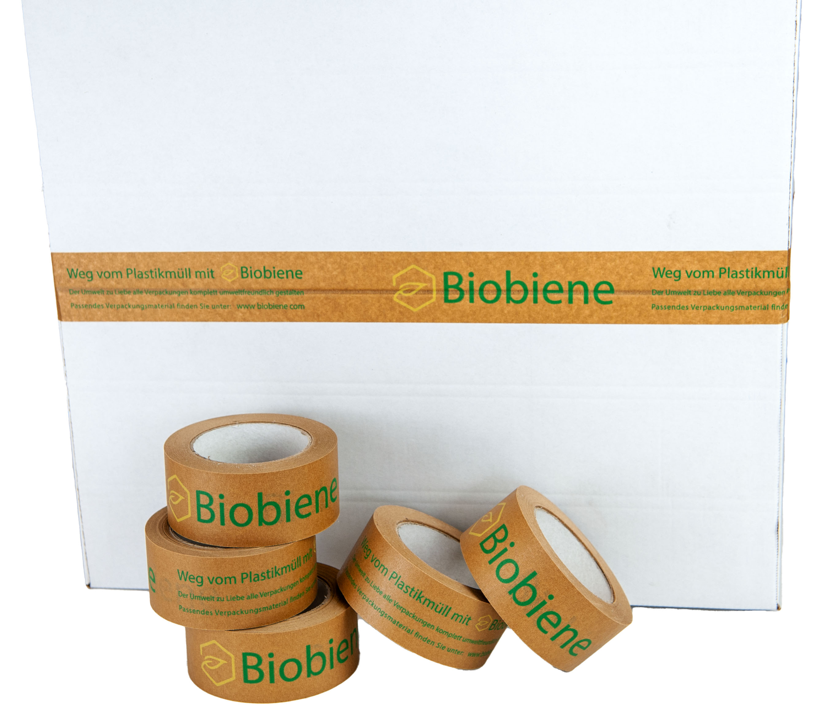 Braun Packpapier Klebeband mit Biobiene® Logo