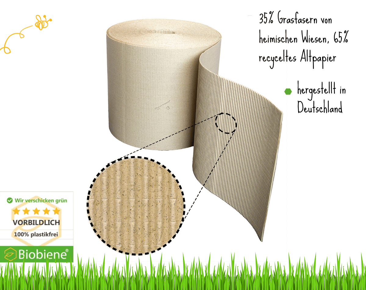 Rollenwellpappe 100 x 70 aus Graspapier