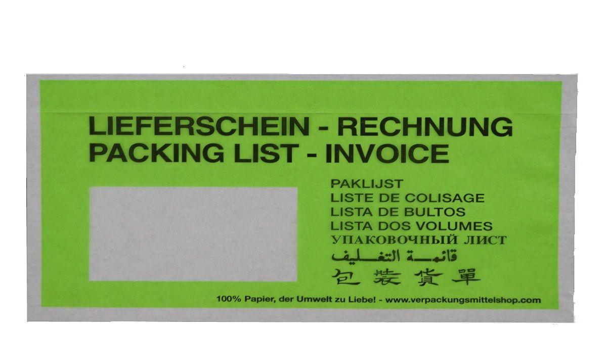Verpackungsmaterial Lieferscheintaschen aus Papier