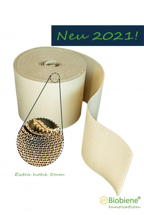 Rollenwellpappe aus Gras Wellpappe mit EXTRA hoher a-Welle