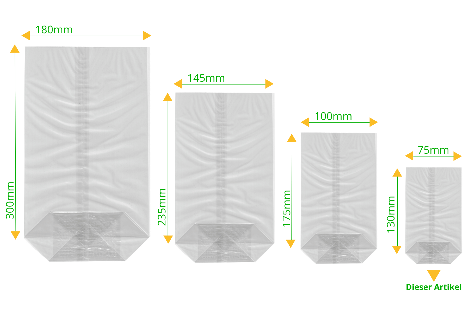 Block- bzw. Kreuzbodenbeutel zum Befüllen
