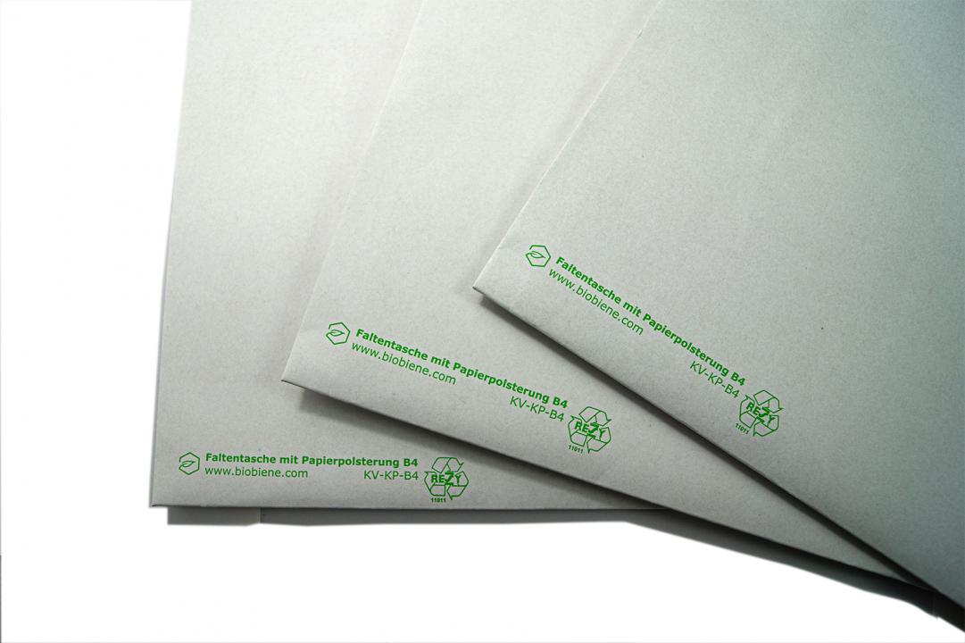 Polster Faltentasche B4 250 x 353 x 50 mm mit 100% Recycling Papierpolsterung weiß (100 Stück)