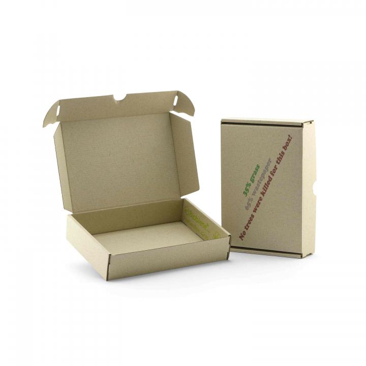 Maxibriefkarton aus Graspapier mit DIN A4 mit Druck