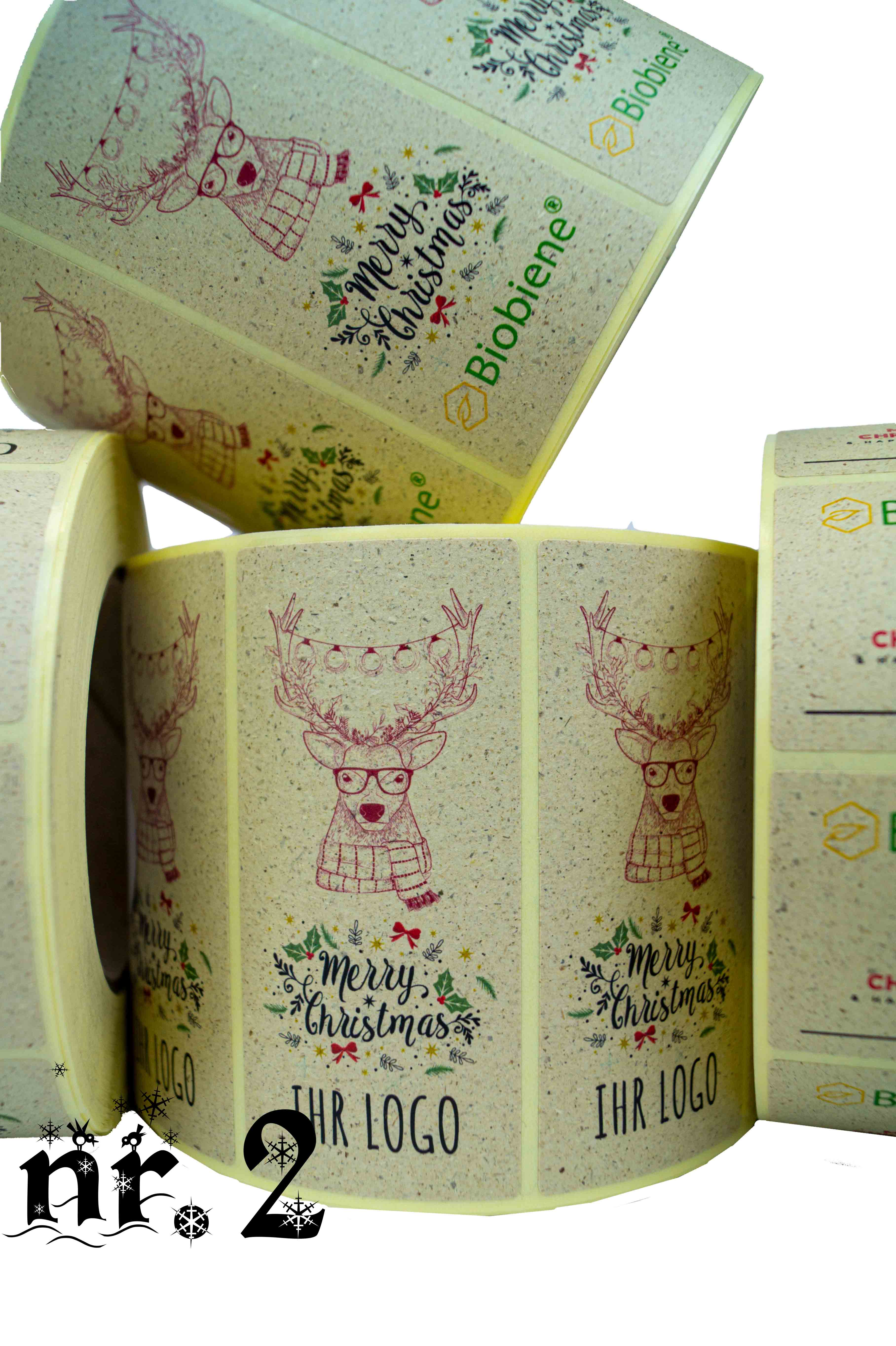 Weihnachtsetiketten aus Gras 100x45 - Muster 2