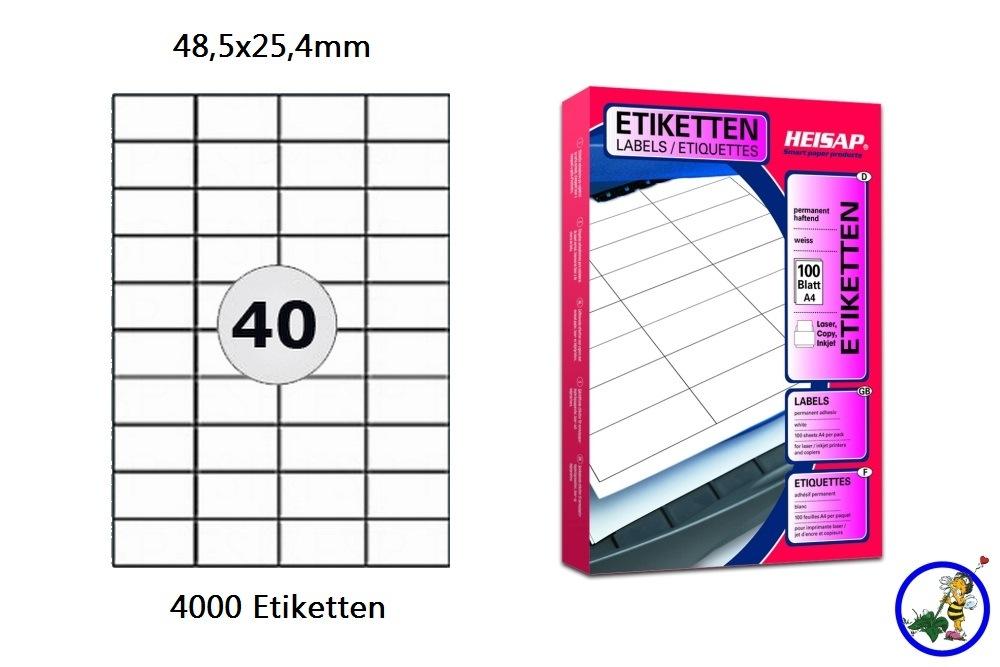 Papier-Etiketten 48,5x25,4mm  DIN A4 Label 