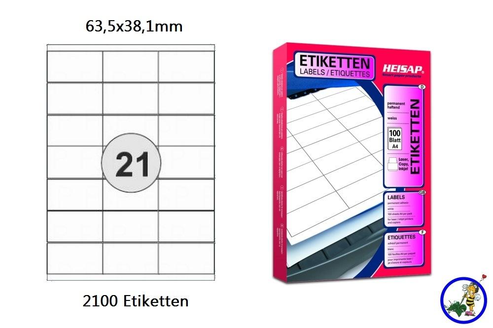 Papier-Etiketten 63,5x38,1mm  DIN A4 