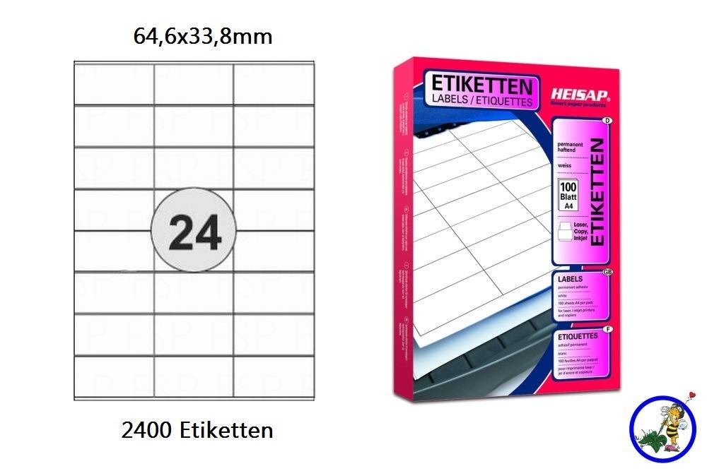 Papier-Etiketten 64,6x33,8mm  DIN A4