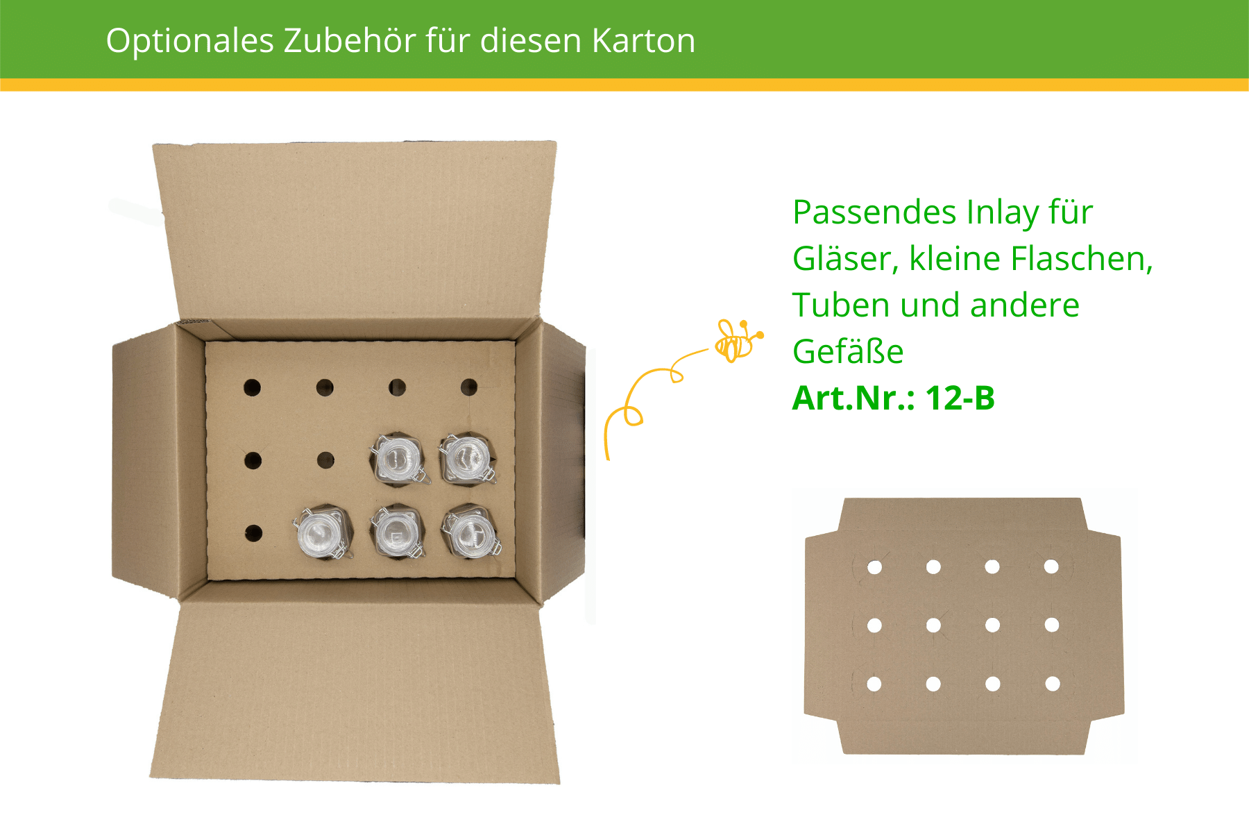 Karton für Gläser- und Flaschenversand mit optionalem Inlay