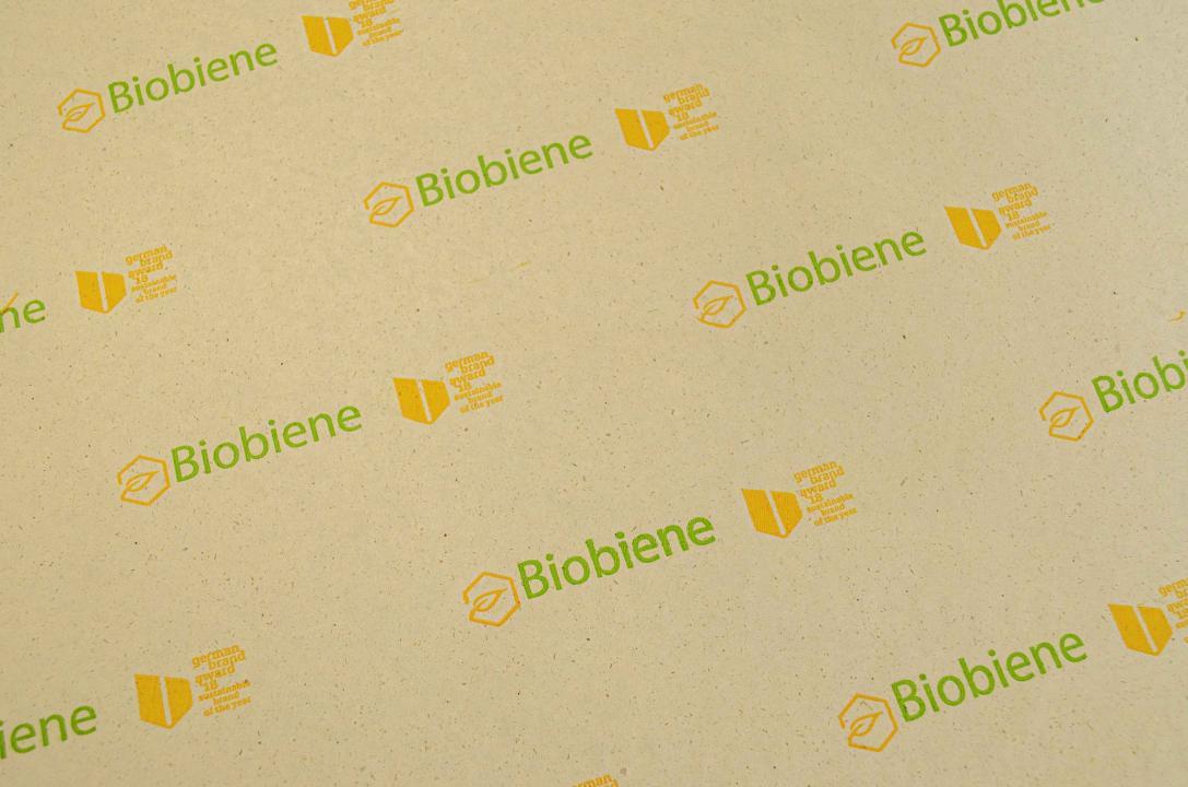 Graspapier Packpapier 500mm x 500m 40g/m² Rolle mit Biobiene® Bedruckte