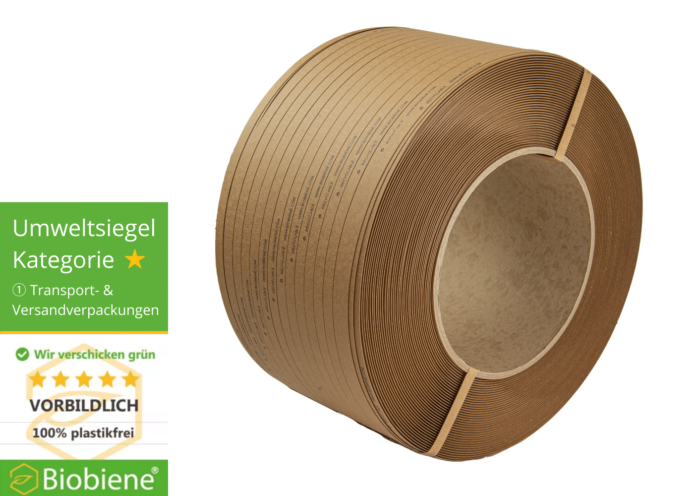 Umweltsiegel für Papierumreifungsband