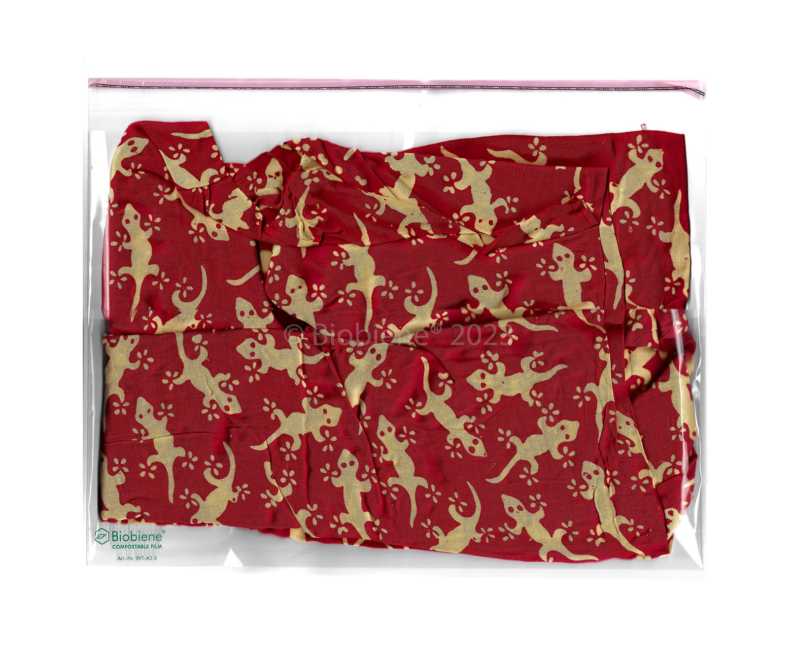 glasklare Bio Umverpackung für Textilien 