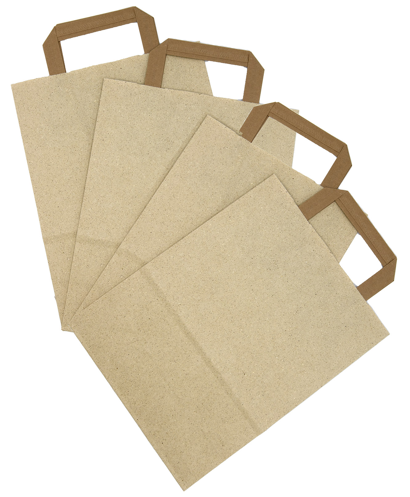 Bedruckte Graspapier Tragetaschen 320x410mm+ 105mm 95g/m² | NEU mit Ihrem Logo!