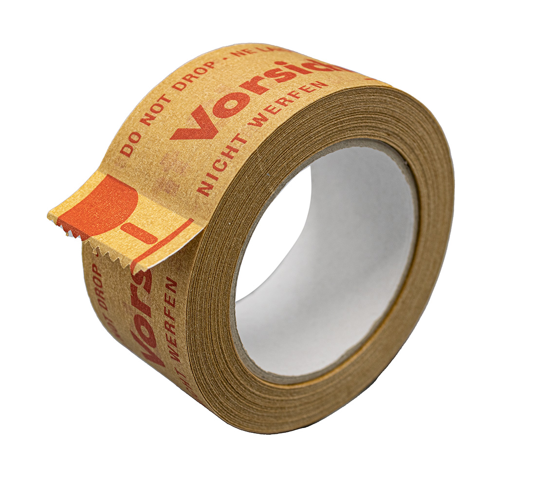 ECOLINE_Verpackungsmittel_Braunes-Packband_50mmx50m_aus-PAPIER_Vorsicht-Glas-HochkantAufdruck