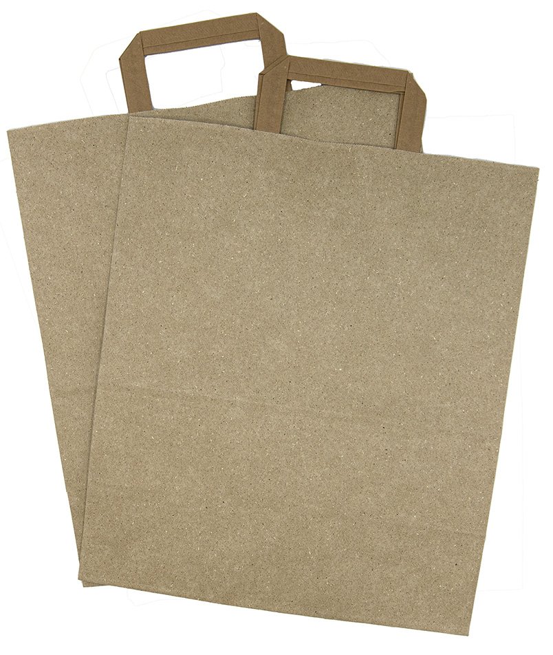Bedruckte Graspapier Tragetaschen 320x410mm+ 105mm 95g/m² | NEU mit Ihrem Logo!