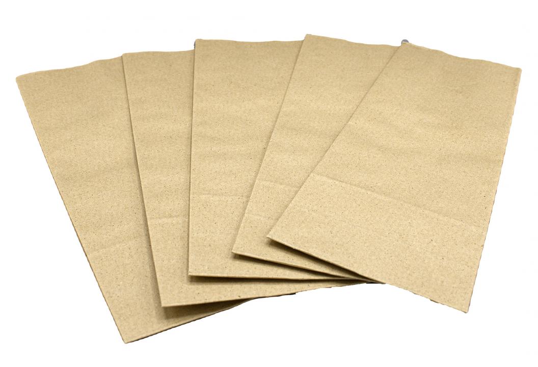 Blockbodenbeutel aus Graspapier ohne Fenster 105x65x290 mm