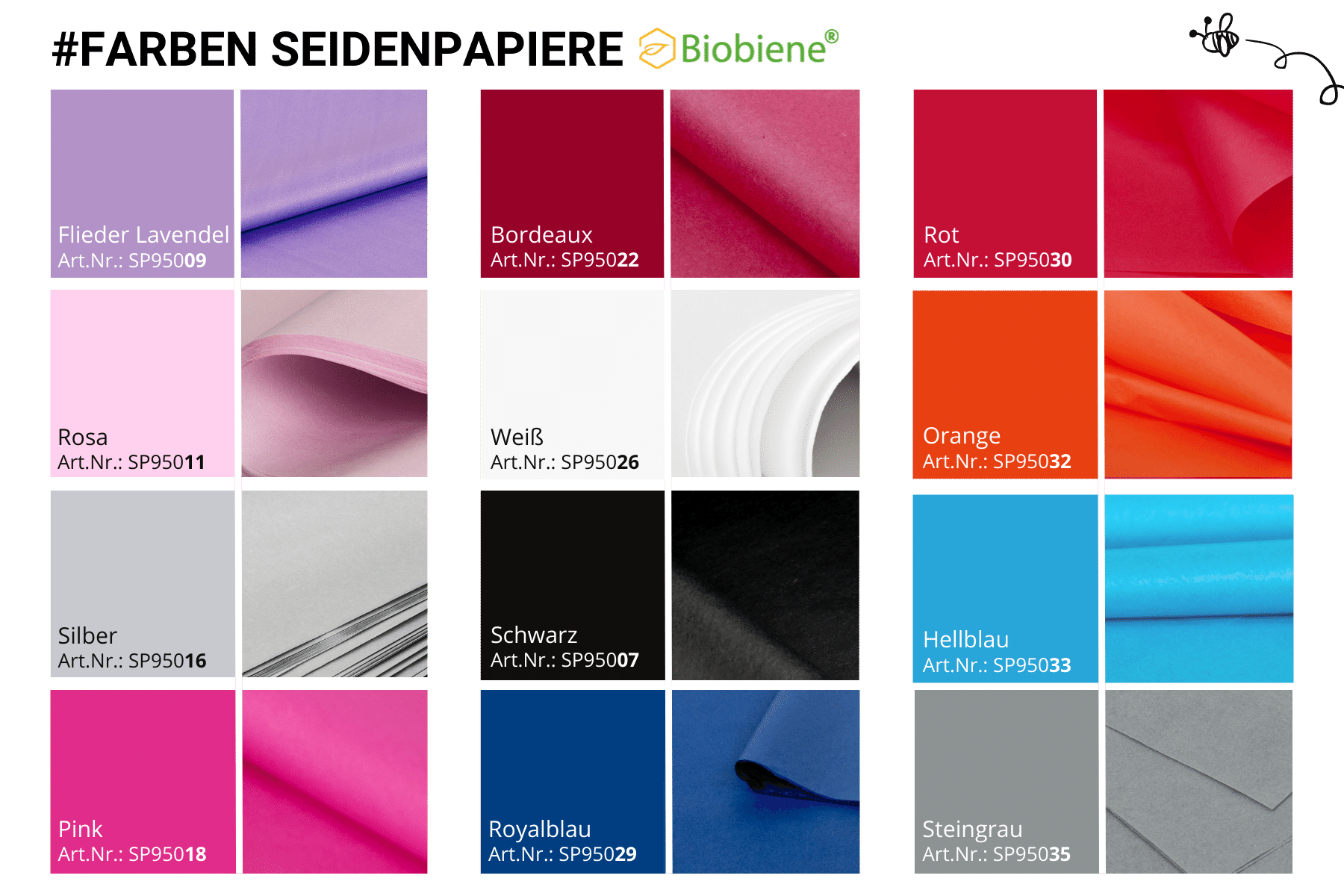 Farbtabelle Farbtafel Seidenpapiere