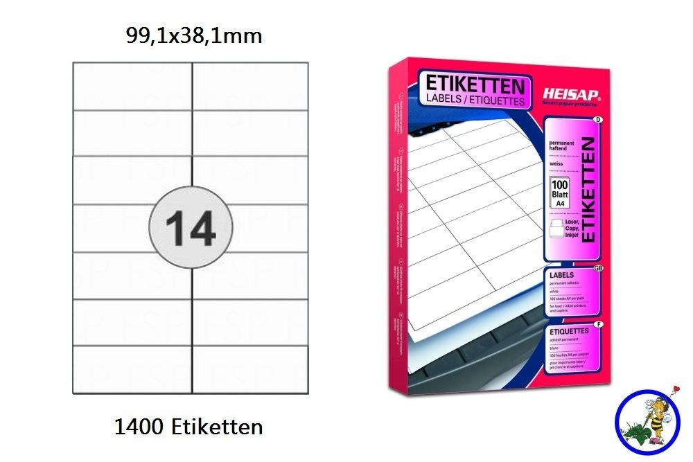 Papier-Etiketten 99,1x38,1mm DIN A4 