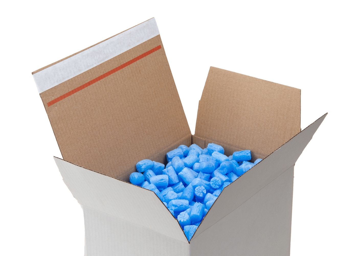 blaue Chips für Kartons - Verpacken und Versenden