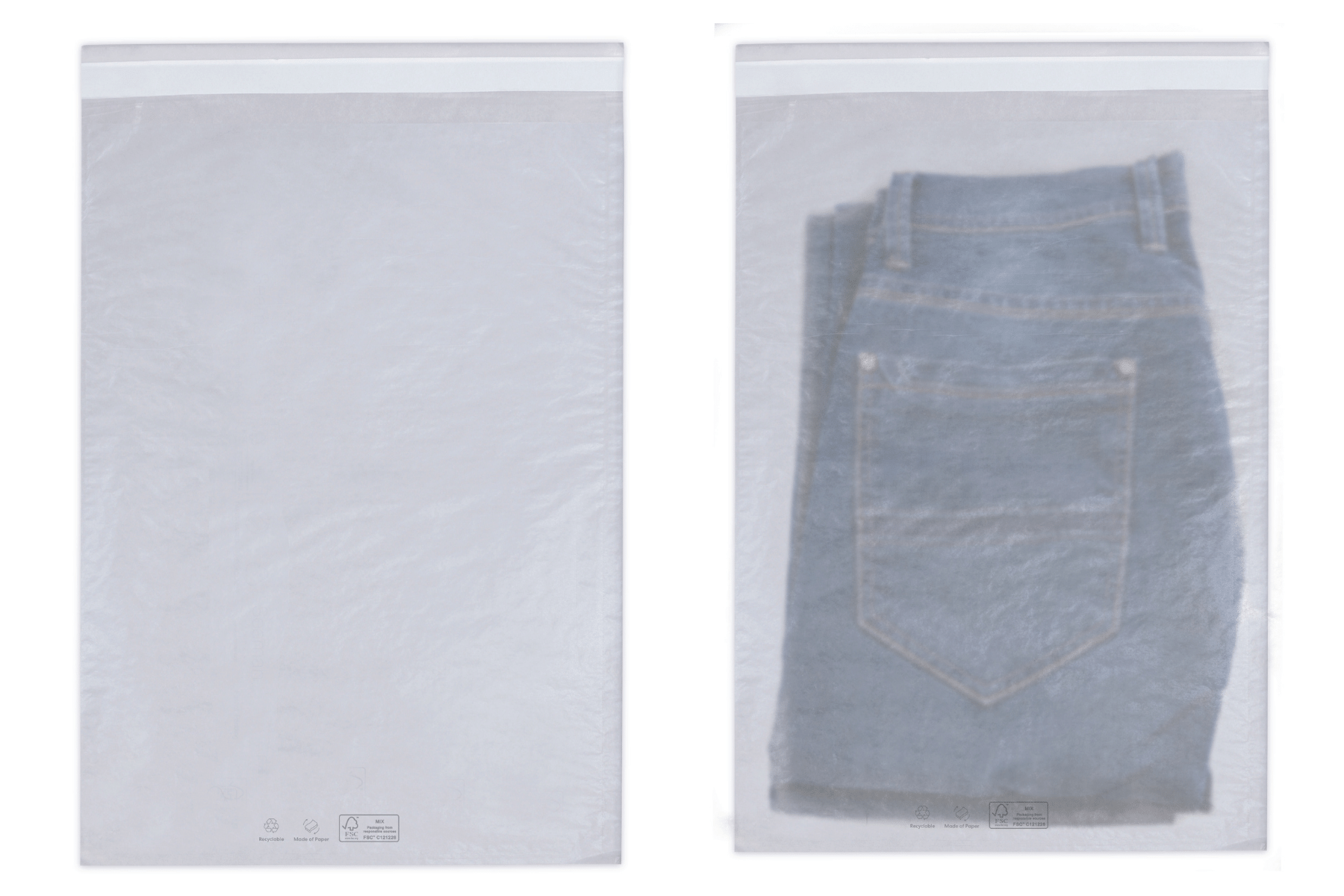 Polybeutel aus Papier für große Textilien