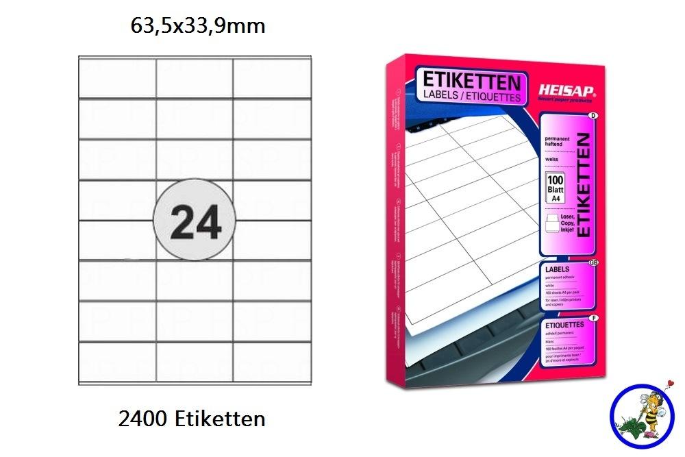 Papier-Etiketten 63,5x33,9mm  DIN A4