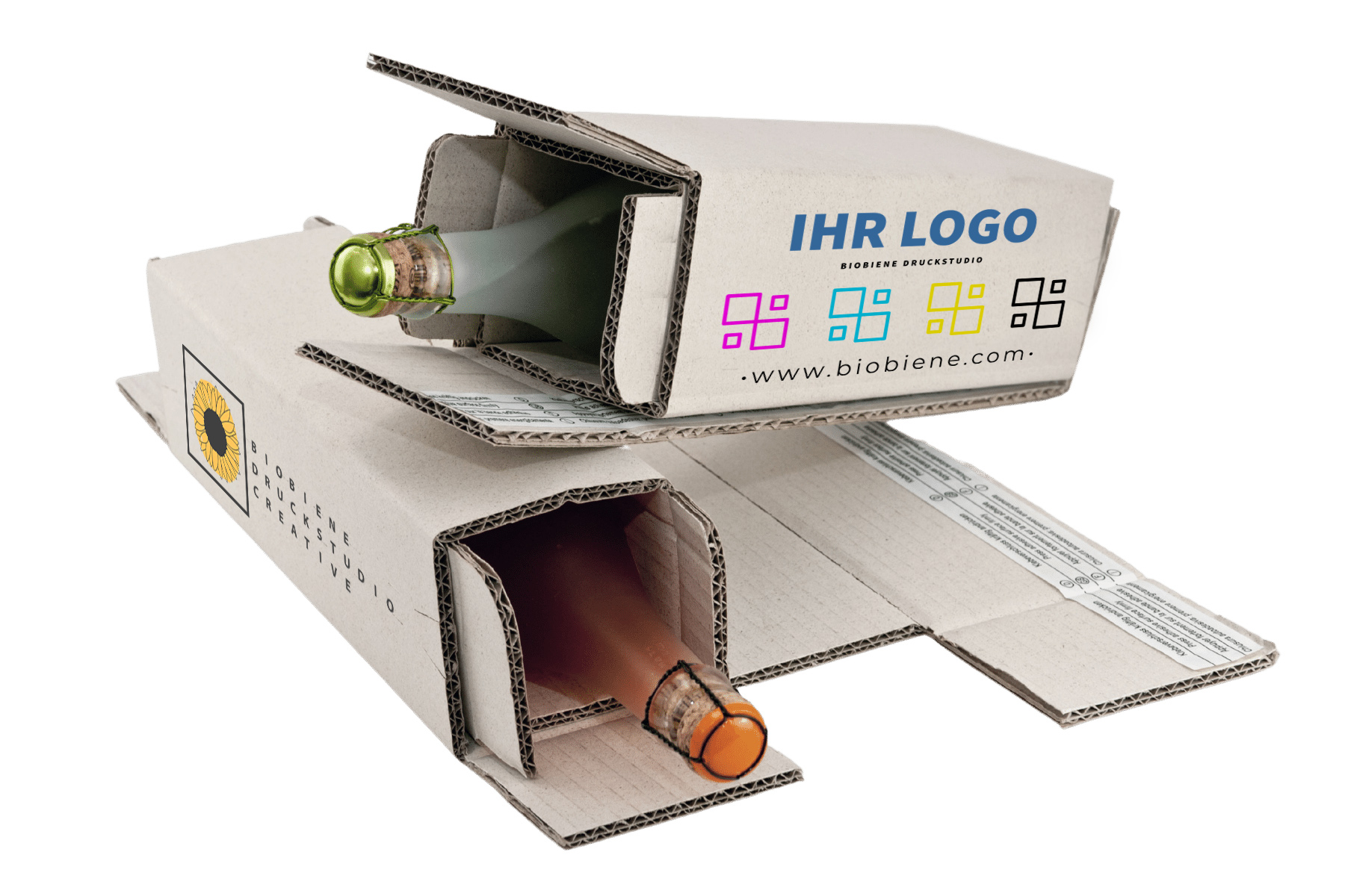 Flaschenverpackung nachhaltig bedruckt